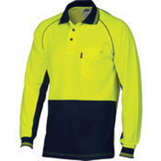 Picture of DNC HiVis Cotton Backed Cool-Breeze Contrast Polo - long Sleeve 3720