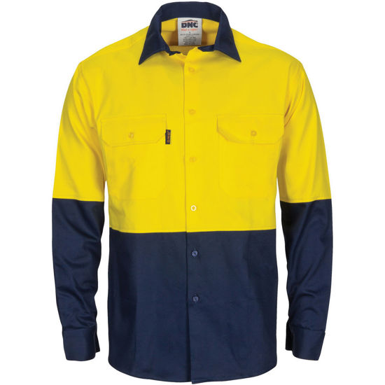 Picture of DNC HiVis L/W Cool-Breeze T2 Vertical Vented Cotton Shirt with Gusset Sleeves - Long Sleeve 3733