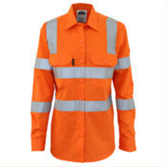 Picture of DNC Ladies HiVis L/W Cotton VIC Rail CSR Shirt 3742