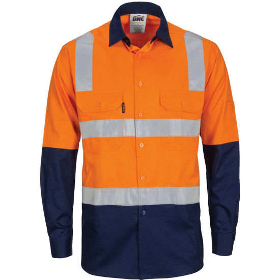 Picture of DNC HIVIS Two Tone Cool-Breeze Cotton Shirt with Hoop & Shoulder CSR Reflective Tape - Long Sleeve 3747