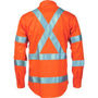 Picture of DNC Hivis cool-breeze cotton shirt with double hoop on arms & 'X' back CSR R/tape - long sleeve 3789