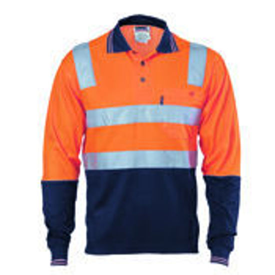 Picture of DNC Cotton Back HiVis Two Tone Polo Shirt with CSR R/ Tape - L/S 3818