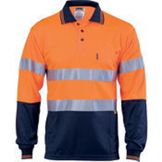 Picture of DNC Hivis D/N Cool-Breathe Polo Shirt With 3M 8906 R/Tape - Long Sleeve 3913