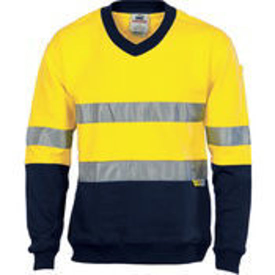 Picture of DNC HiVis Two Tone Cotton Fleecy Sweat
Shirt V-Neck with 3M R/Tape 3924