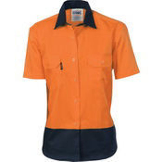 Picture of DNC Ladies HiVis 2 Tone Cool-Breeze Cotton Shirt - Short Sleeve 3939