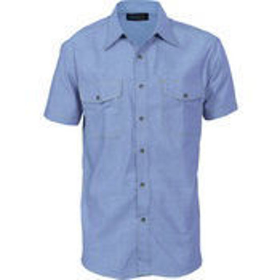 Picture of DNC Mens Twin Flap Pocket Cotton Chambray - Short Sleeve 4103