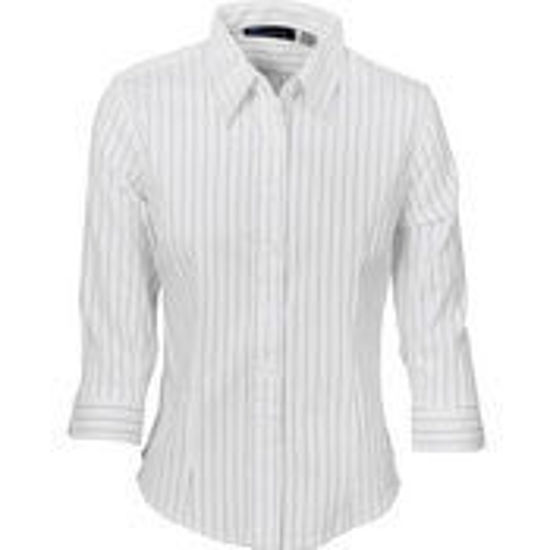 Picture of DNC Ladies Stretch Yarn Dyed Contrast Stripe Sh irts - 3/4 Sleeve 4234